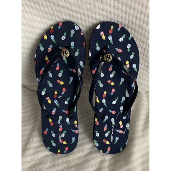 NWT Women’s sandals Size 9 Tommy Hilfirger Bleigh-C mini pineapples Dark Blue - Picture 4 of 12